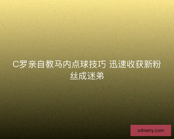 C罗亲自教马内点球技巧 迅速收获新粉丝成迷弟