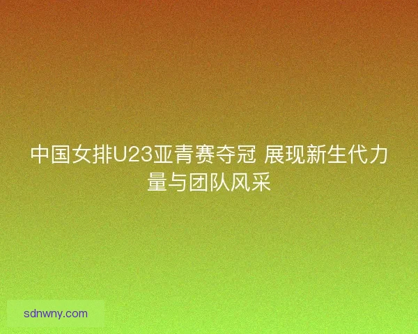 中国女排U23亚青赛夺冠 展现新生代力量与团队风采